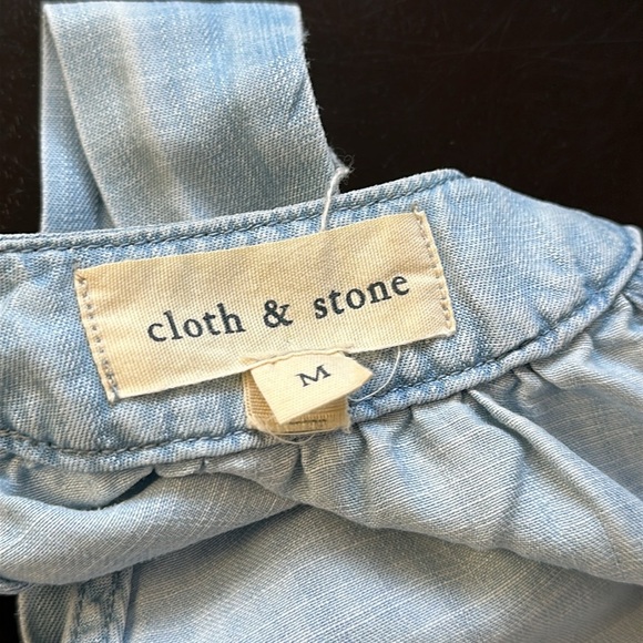 Anthropologie Cloth & Stone High Neck Chambray Wide Leg Jumpsuit - Picture 3 of 9